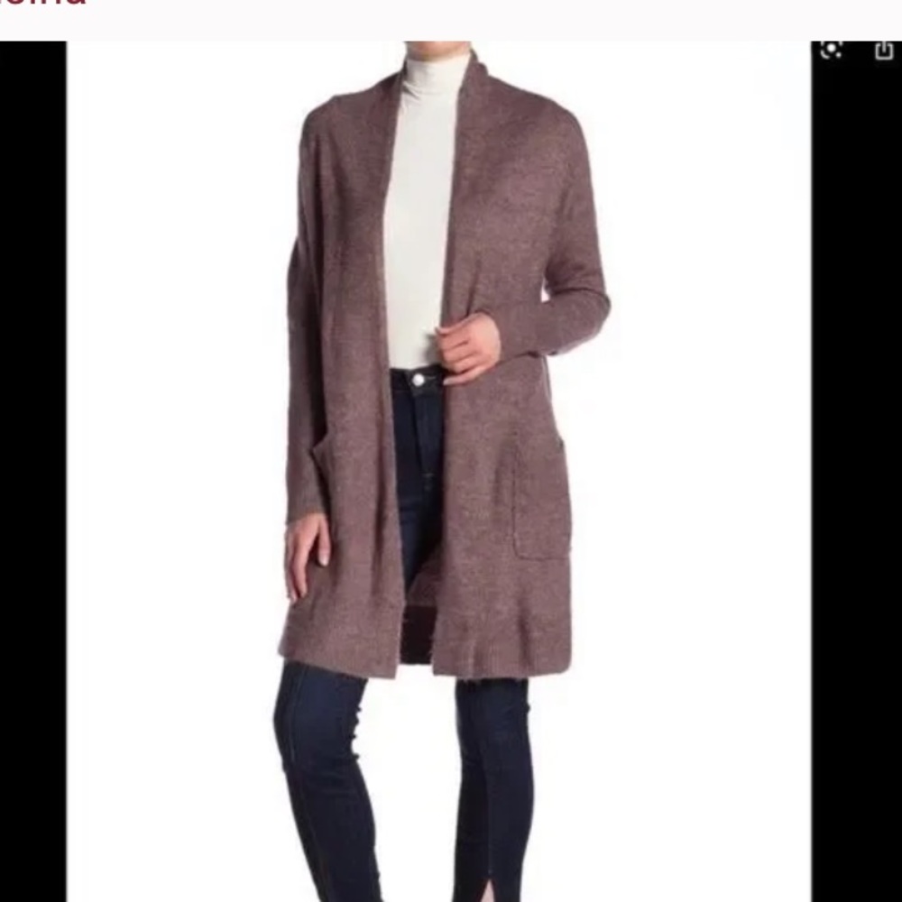 Susina Brown Open Front Cardigan